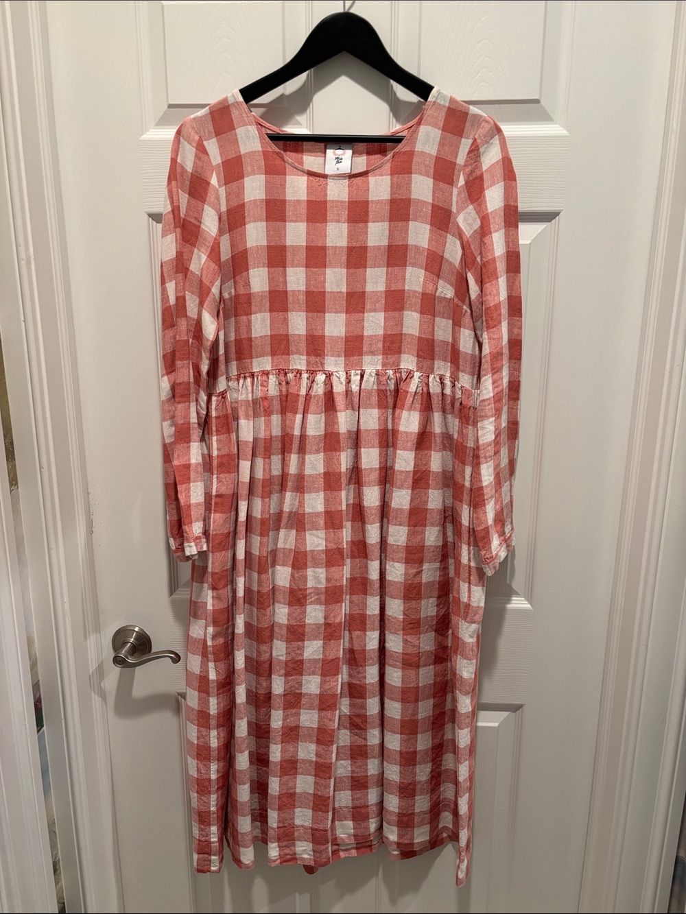 Son de Flor Coral and White Gingham Maxi Dress